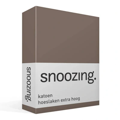 Afbeelding van Snoozing Katoen Extra Hoog Hoeslaken Tweepersoons 140x220 cm Bruin