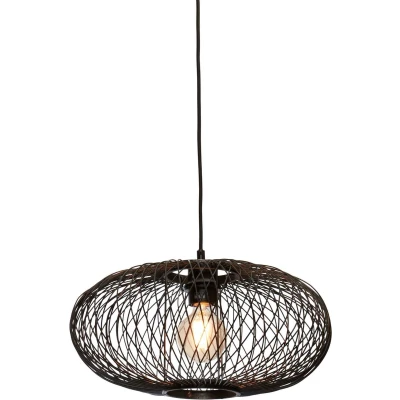 Afbeelding van Good&amp;Mojo Hanglamp Cango Bamboe Ellips Small Zwart 40x40x20cm