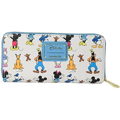 Afbeelding van Loungefly Disney Mickey Mouse Friends vooruit en achteruit Mini Rugzak Portemonnee, Blauw, Clutch Portemonnee