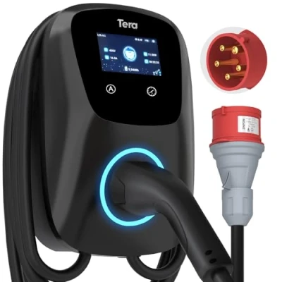 Afbeelding van Tera EV Oplader type 2, 11 kW, voor thuisgebruik, CE en TÜV gecertificeerd, uitgerust met app/WLAN/Bluetooth, 7 m oplaadkabel, CEE stekker, zwart