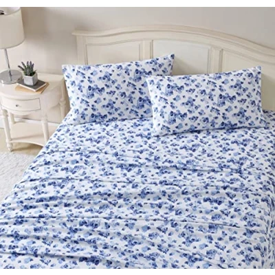 Afbeelding van Laura Ashley Home Twin Sheets, Cotton Flanel Beddengoed Set, Geborsteld voor extra zachtheid &amp; Comfort (Emelisa, Twin)