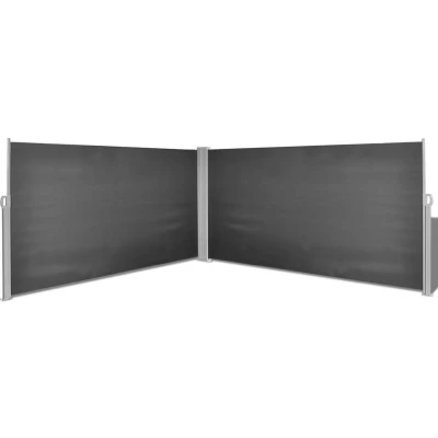 Afbeelding van Windscherm uittrekbaar 160x600 cm zwart