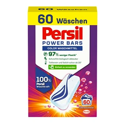 Afbeelding van Persil Power Bars Color wasmiddel (60 wasbeurten), voorgedoseerd kleurwasmiddel in duurzame verpakking, voor hygiënisch zuivere was al vanaf 20 C