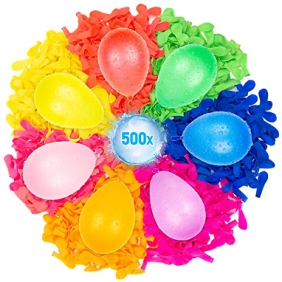 Afbeelding van Belmalia 500 Stuks Gekleurde Waterballonnen Waterbommen Watergevecht met Vulhulpstuk voor Kraan Gemakkelijk te Vullen