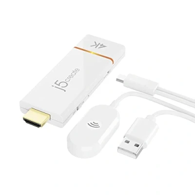 Afbeelding van j5create ScreenCast 4K Draadloze Adapter Screen Cast van Telefoon/Tablet/Laptop Ondersteuning voor AirPlay/Miracast &amp; Chromecast Spiegel Uitbreiden Windows macOS Display(JVAW76)