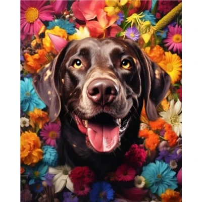 Afbeelding van MOMAKA 5D DIY Diamond Painting Kits Hond, Ronde Boor Set voor Volwassenen Art Bloem Dier Volledige Kristal Strass Borduurwerk Craft Thuis Muur Decor 30x40cm