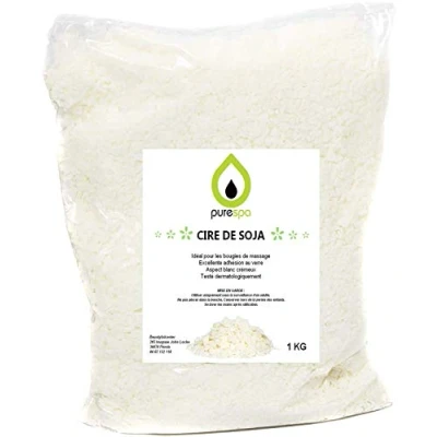 Afbeelding van Purespa Premium sojawas voor kaarsen, 1 kg, veganistische was van vlokken het maken 100% natuurlijk en milieuvriendelijk