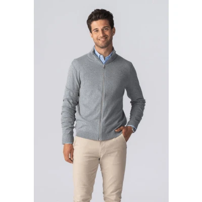 Afbeelding van Pullover vest met rits Grijs gemêleerd
