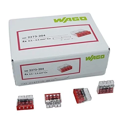 Afbeelding van 100 WAGO Compact insteekklemmen 4x 0,5 2,5 mm² rood
