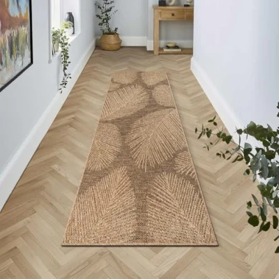 Afbeelding van Jute look vloerkleed voor binnen en buiten 60x180 cm Rechthoek Laagpolig natuurlijke tuin, balkon, terras of indoor kleed buitentapijt tuintapijt KANSAS by The Carpet