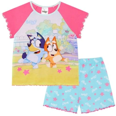 Afbeelding van Bluey en Bingo Pyjama met Korte Mouwen voor Meisjes 2 3 Jaar: 98cm