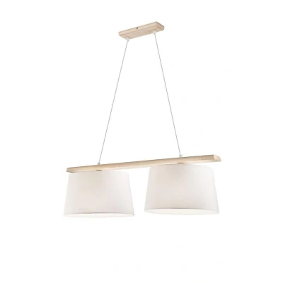 Afbeelding van Lamkur Hanglamp Zweden, antiek wit/wit, textiel, hout, 2 lamps