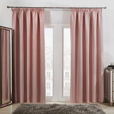 Afbeelding van Dreamscene Potlood Plooi Verduisteringsgordijnen Set van 2 Thermische Tape Top Heading Panels, Blush Pink Breedte 168 cm x Drop 137