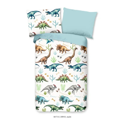 Afbeelding van Good Morning Dekbedovertrek &quot;dino&#039;s&quot; Multi (140x200 cm) Katoen Flanel