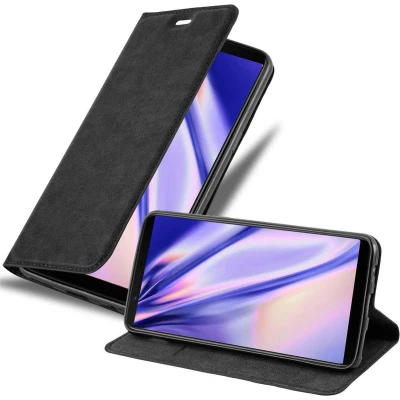Afbeelding van Cadorabo Hoesje geschikt voor OnePlus 5T in ZWARTE NACHT Beschermhoes met magnetische sluiting, standfunctie en kaartvakje Book Case Cover Etui