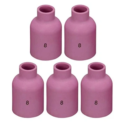 Afbeelding van RIVERWELD 57N74#8 1/2 &quot;Doorlaat Grote TIG Gas Lens Alumina Nozzle Keramische Cups Fit SR DB WP 9 17 20 18 26 Lassen Torch 5pk