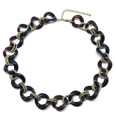 Afbeelding van Behave Ketting schakelketting bruin goud kleur gourmette schakel 50 cm