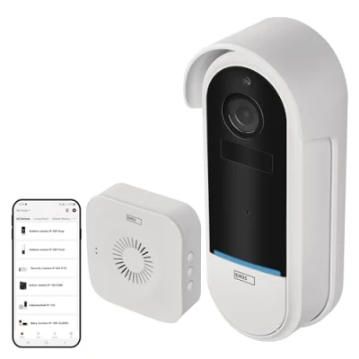 Afbeelding van EMOS GoSmart Video deurbel IP 15S DC met wifi en app, draadloze Smart Home videobel 1080p camera eenheid incl. accu, compatibel Alexa, Google Assistant