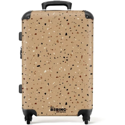 Afbeelding van NoBoringSuitcases.com Grote koffer Terrazzo patroon veelkleurig beige Reiskoffer met 4 wielen Trolley op wieltjes Rolkoffer groot 72 liter Ruimbagage valies 20kg Valiezen voor volwassenen