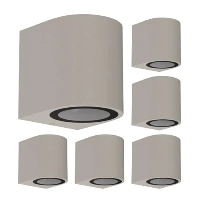 Afbeelding van ledscom.de 6 stuks wandlamp ALSE voor buiten, IP54, downlight, grijs mat, rond, 1x GU10 max. 35W