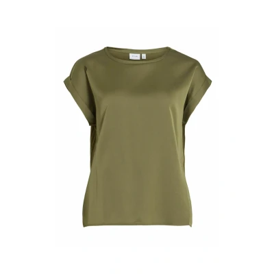 Afbeelding van Vila T shirt Viellette S/s Satin Top Noos 14059563 Capulet Olive Dames Maat 36