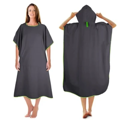 Afbeelding van KUOGAS Badponcho Voor Dames En Heren, 117x 88 cm, Handdoek, Gemaakt Van Microvezel, Ook Als Aankleedhulpje Op Het Strand,DE/NL