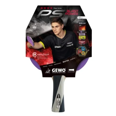 Afbeelding van GEWO PS Blast Power tafeltennisbatje, ITTF goedgekeurd professioneel allround racket met gecontroleerde Thunderball 2 coating en hoge rotatie eigenschappen, concaaf, 1,8 mm spons