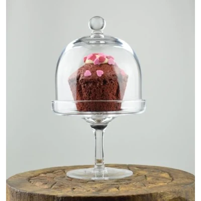 Afbeelding van EMH Mini Display Cake Stand Met Glazen Dome Cover H: 19 cm x 11,5