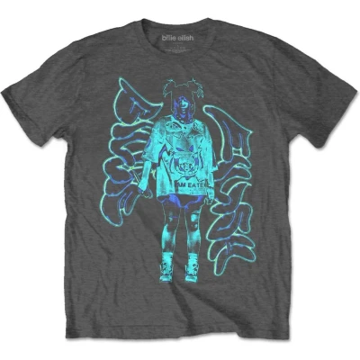 Afbeelding van Billie Eilish Neon Graffiti Logo Heren T shirt S Grijs