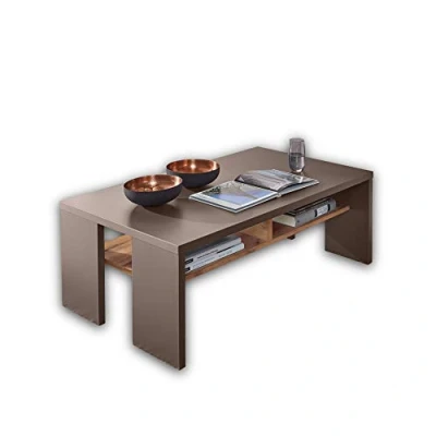 Afbeelding van Stella Trading Fun Plus 2 salontafel in basalt met eikenmotief bodem, hoogwaardige en expressieve voor je woonkamer, 110 x 40 65 cm (b h d)