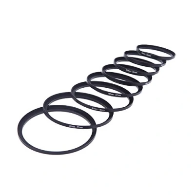 Afbeelding van Andoer 8 stuks stap up adapter ring kit filter dapterringen filteradapter 49 52 55 58 62 67 72 77 82 mm