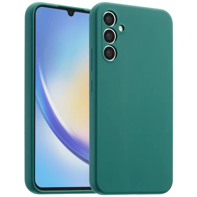 Afbeelding van Samsung Galaxy A34 (5G) Hoesje Siliconen en TPU (zacht) Accezz Softcase/Backcover Donkergroen Telefoonhoesje