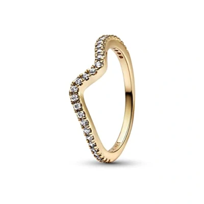 Afbeelding van Pandora 162539C01 Ring Sparkling Wave zilver zirconia goudkleurig wit