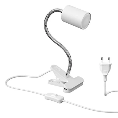 Afbeelding van ledscom.de Klemlamp WAIKA met zwanenhals en schakelaar wit mat, incl. GU10 LED lamp (warm wit, 4.914W, 450lm, 100)