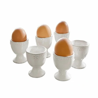 Afbeelding van LOBERON Eierdop set van 6 Fontienne wit