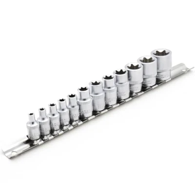 Afbeelding van DAKCOS E torx Inbusset, 6,35 mm aandrijving, 5 stuks, E4 E8 en 9,5 7 E10 E20 met metalen rail, CR V, 25mm lang