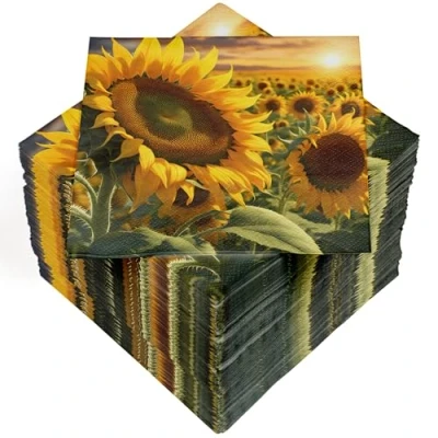 Afbeelding van HEKU 100 servetten, 3 laags, 33 x cm, zonnebloemen, absorberend en praktisch verpakt, brede keuze, ideaal voor speciale gelegenheden