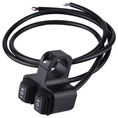Afbeelding van Stuurschakelaar voor motorfiets, 22 mm, CNC aluminiumlegering, 12 V, koplamp aan/uit drie versnellingen, dubbelhandige waterdichte schakelaar
