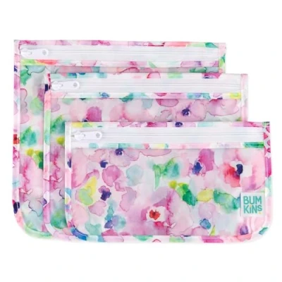Afbeelding van Bumkins TSA Goedgekeurde toilettas, reistas, Quart Zip Pouch, PVC vrij, Vinylvrij, Clear Sided, Set van 3 Aquarel, 5 inch