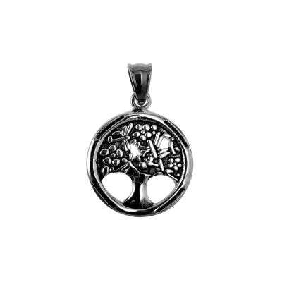 Afbeelding van 27mm Levensboom Hanger Unisex Gepolijst RVS Levensboomhanger Medaillon Dames Heren
