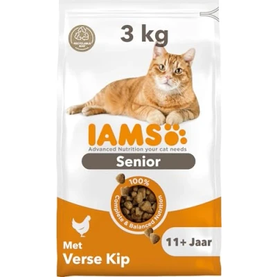 Afbeelding van 3x Iams Cat senior 11+ Kattenvoer Chicken 3 kg