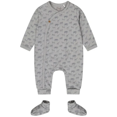 Afbeelding van Dirkje boxpak + slofjes grijs/blauw