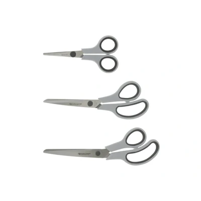 Afbeelding van Westcott scharenset Easy grip 3delig 14/20/24 RVS lichtgrijs/antraciet AC E90030