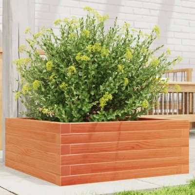 Afbeelding van Plantenbak 60x60x23 cm massief grenenhout wasbruin