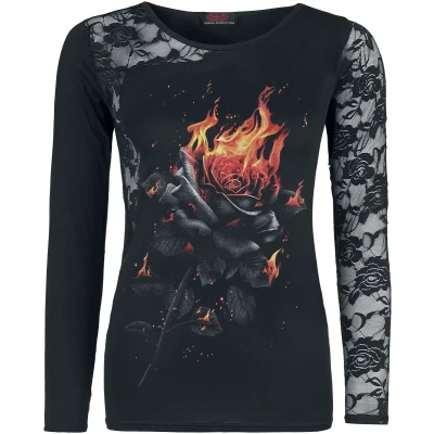 Afbeelding van Spiral Longsleeve top S FLAMING ROSE Zwart