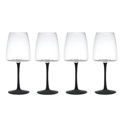 Afbeelding van Mikasa Palermo Crystal Rode Wijnglazen Set van 4, 450ml, met Zwarte Stelen 100% Loodvrij Kristal Geschenkverpakking &amp; Vaatwasserbestendig