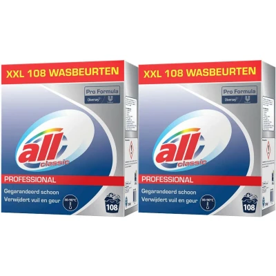 Afbeelding van 2x All Professional Wasmiddel Poeder Classic 108 Wasbeurten 7,56 kg