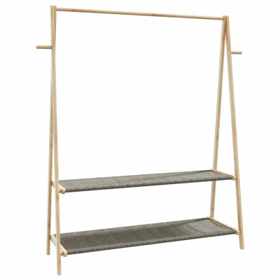Afbeelding van vidaXL Kledingrek met schappen 132x45,5x150,5 cm bamboe