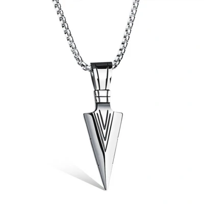 Afbeelding van Heren Ketting met Kettinghanger Mendes® Zilverkleurig 55cm Viking Arrow Mannen ✓ 100% Edelstaal In 3 uitvoeringen