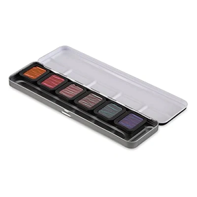 Afbeelding van Finetec F7003 Flip Flop, metalen verfdoos, 6 dekkende premium parelglanskleuren, kleuren, 1 stuk (1 stuk)